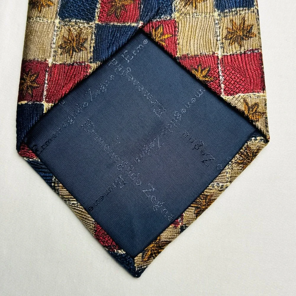 Ermenegildo Zegna Tie Men Red Blue Gold Star Patchwork Silk Exclusive Design